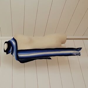 NWT MUDD scarf shades of blue and white stripes. Very very long.